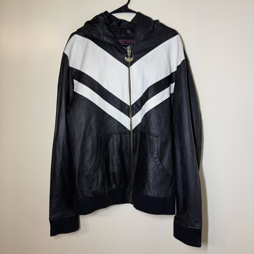 Bill Hillman Rowdy‎ Genuine Leather Hooded Bomber